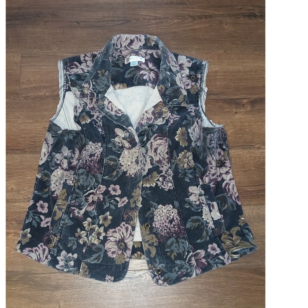 Christopher & Banks Floral Vest Sleeveless‎ Button Up Cottagecore Size large